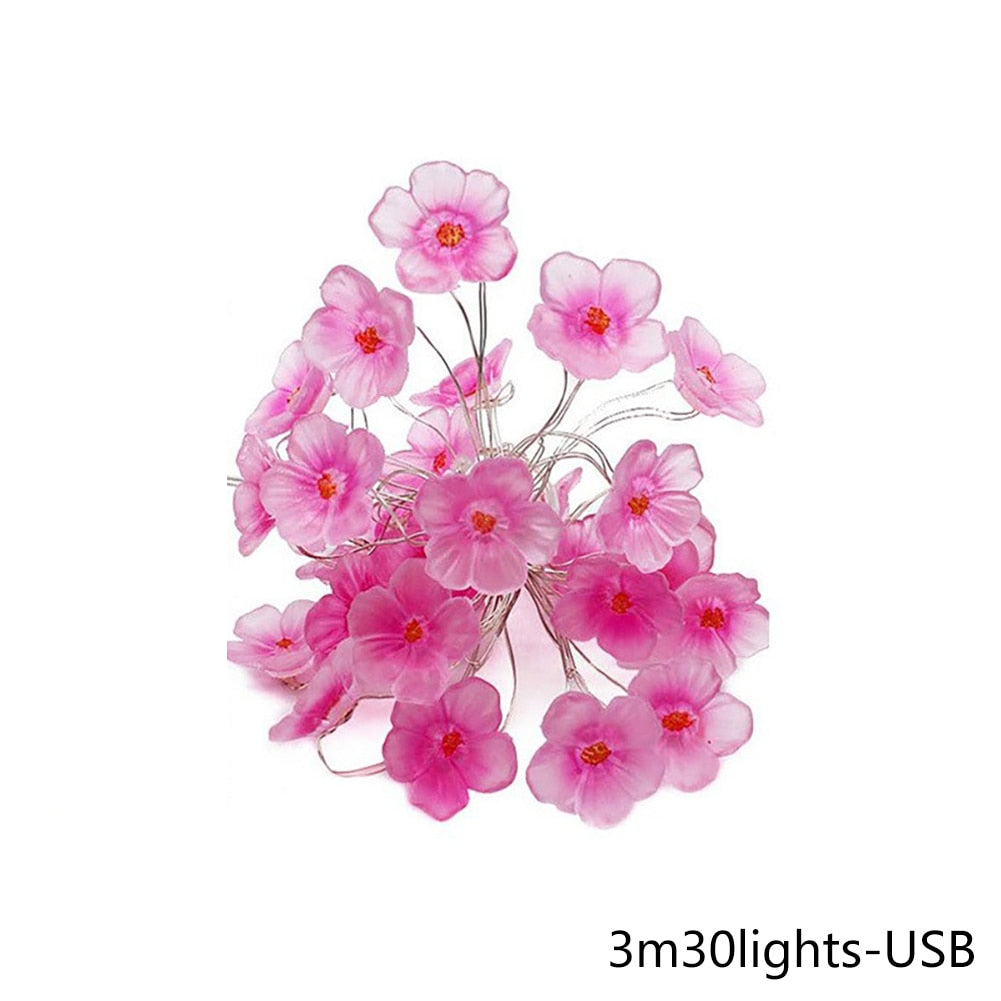 Guirlande lumineuse fleurs rose